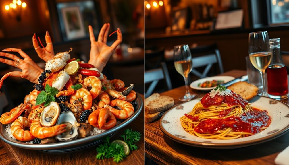 seafood and italian restaurants