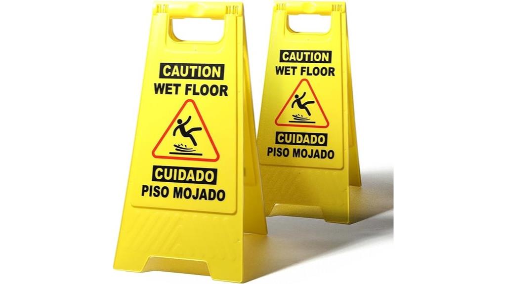 bilingual wet floor signs