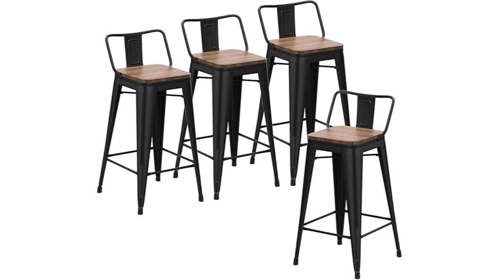 black metal bar stools