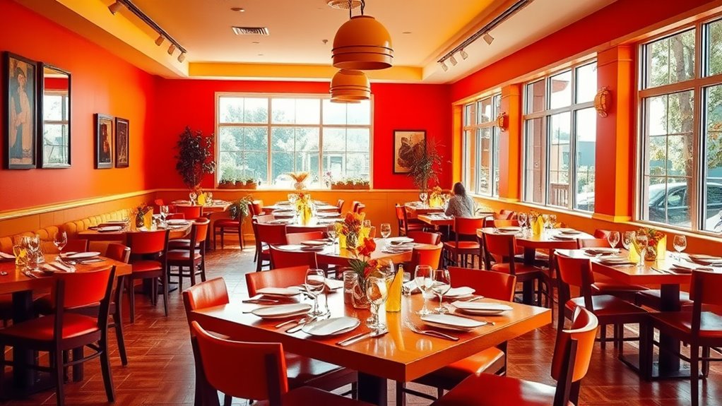bright colors accelerate dining pace
