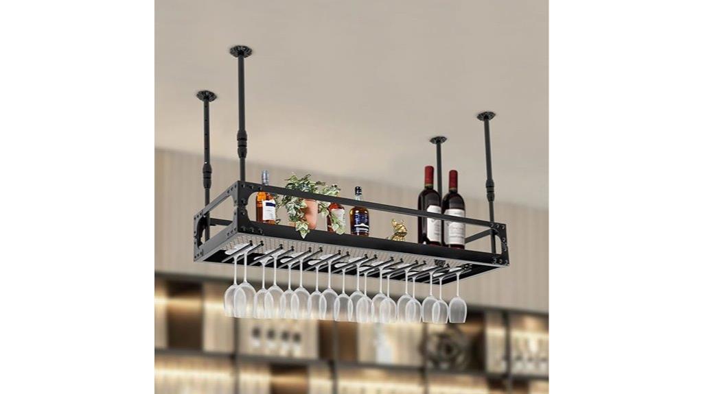ceiling mounted industrial wine rack