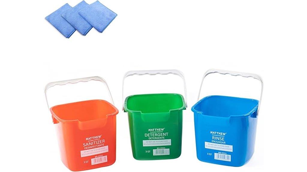 color coded cleaning buckets set