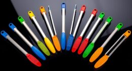 color coded food tongs