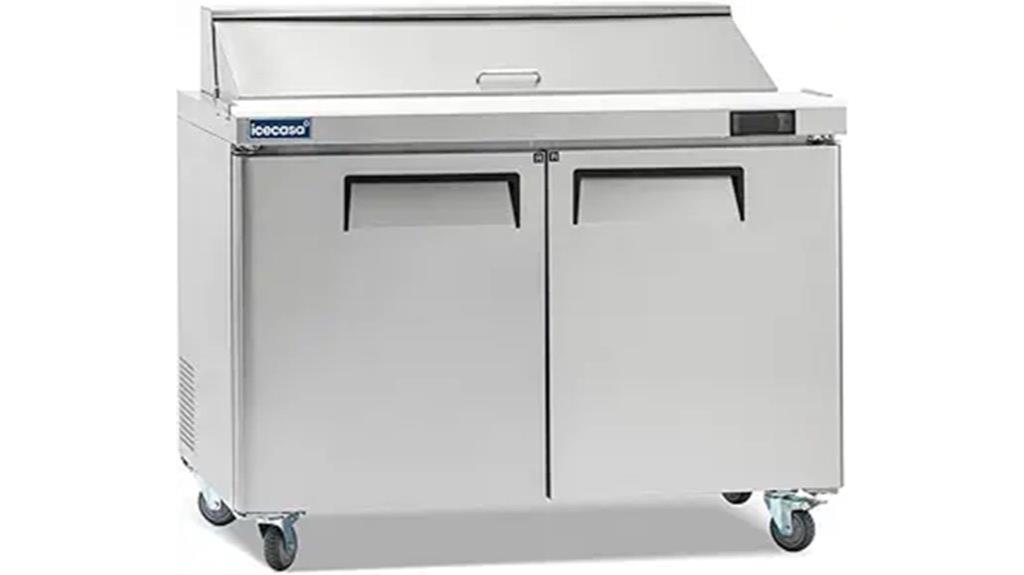 commercial fridge with 12 pans