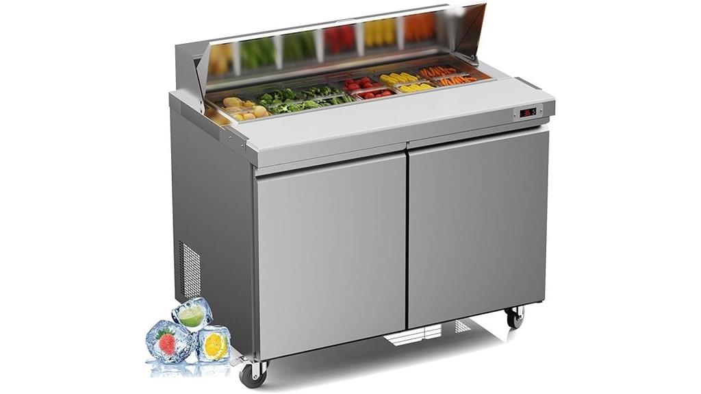 commercial refrigerator with pans