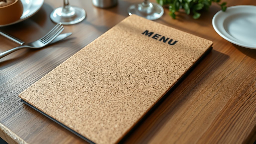 eco friendly cork menu covers