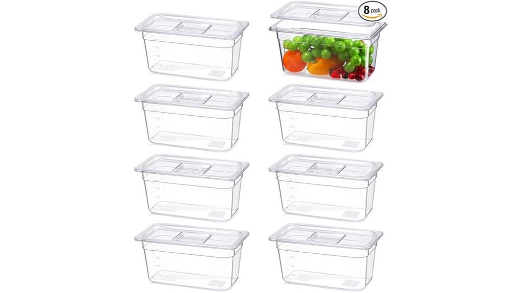 eight clear food containers