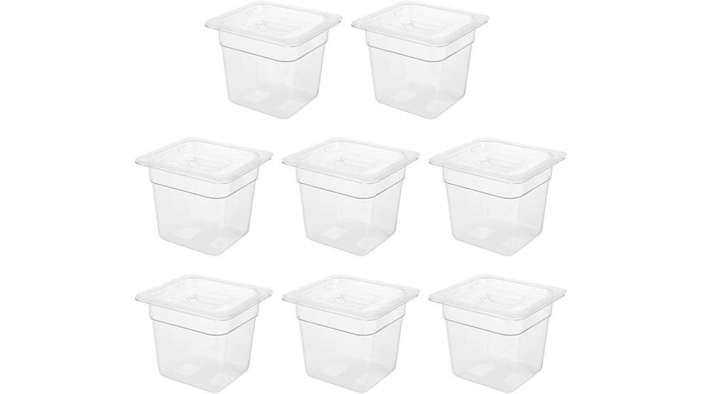 eight clear food containers