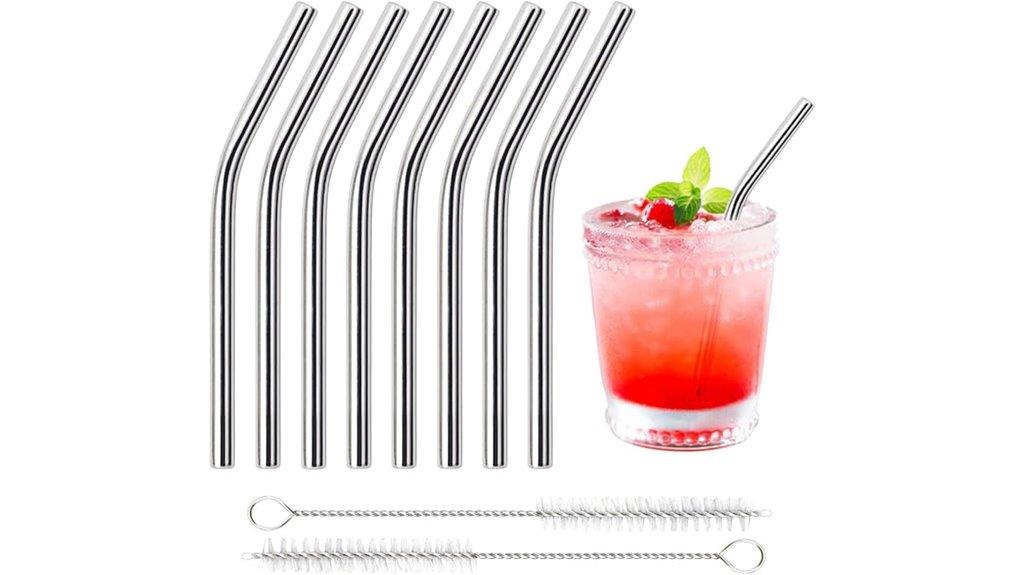 eight metal cocktail straws