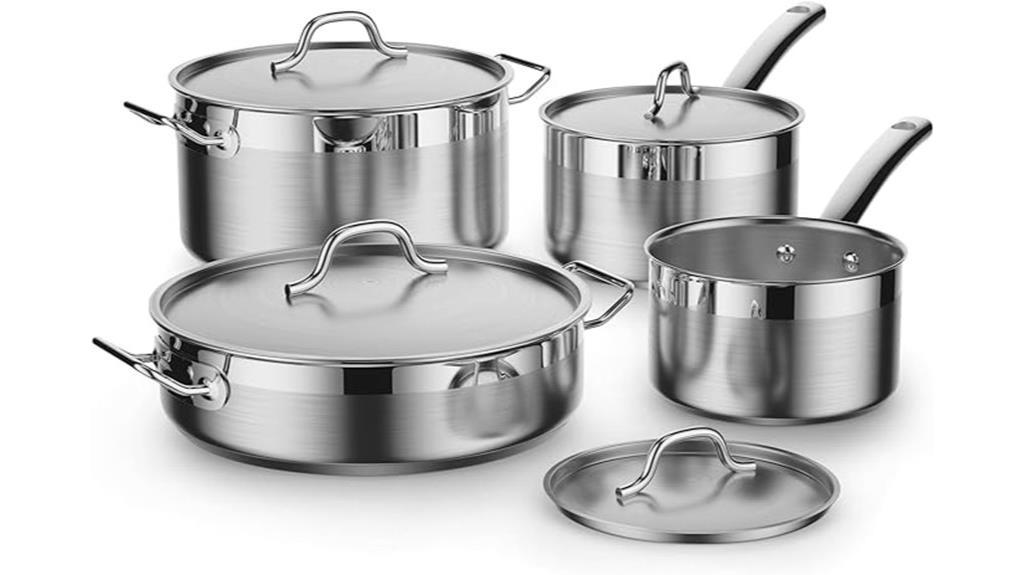 eight piece stainless cookware