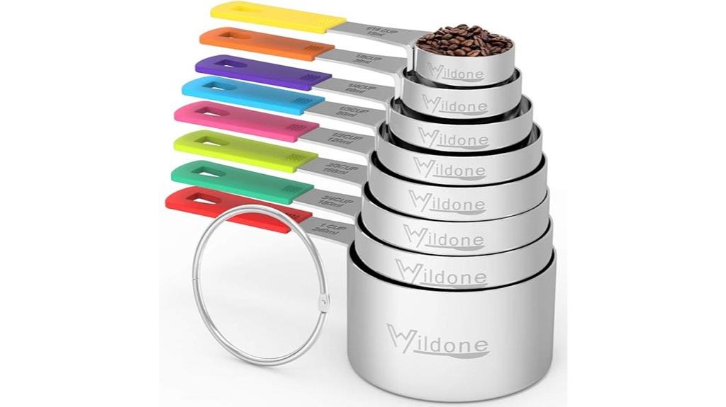 eight piece stainless measuring cups