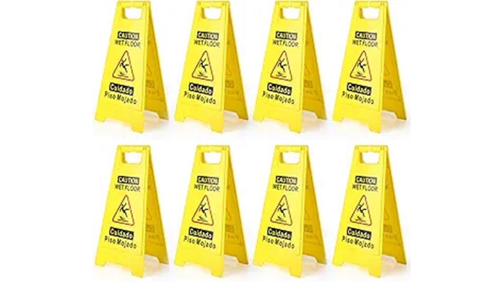 eight wet floor signs