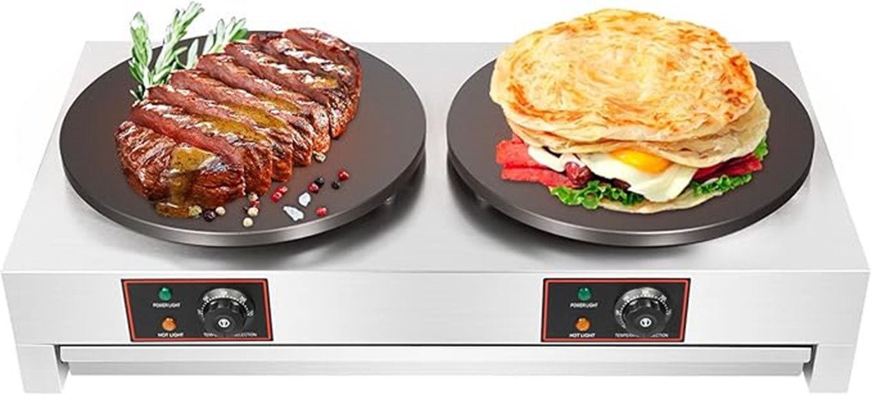 electric crepe maker with double hotplate