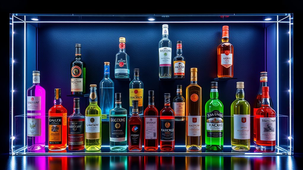 elegant acrylic liquor displays