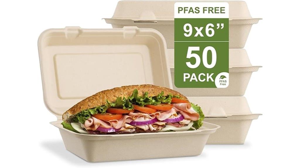 fifty pfas free compostable clamshells
