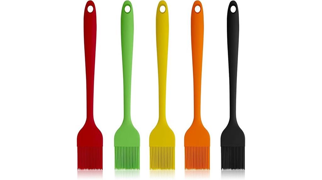 five silicone pastry brushes