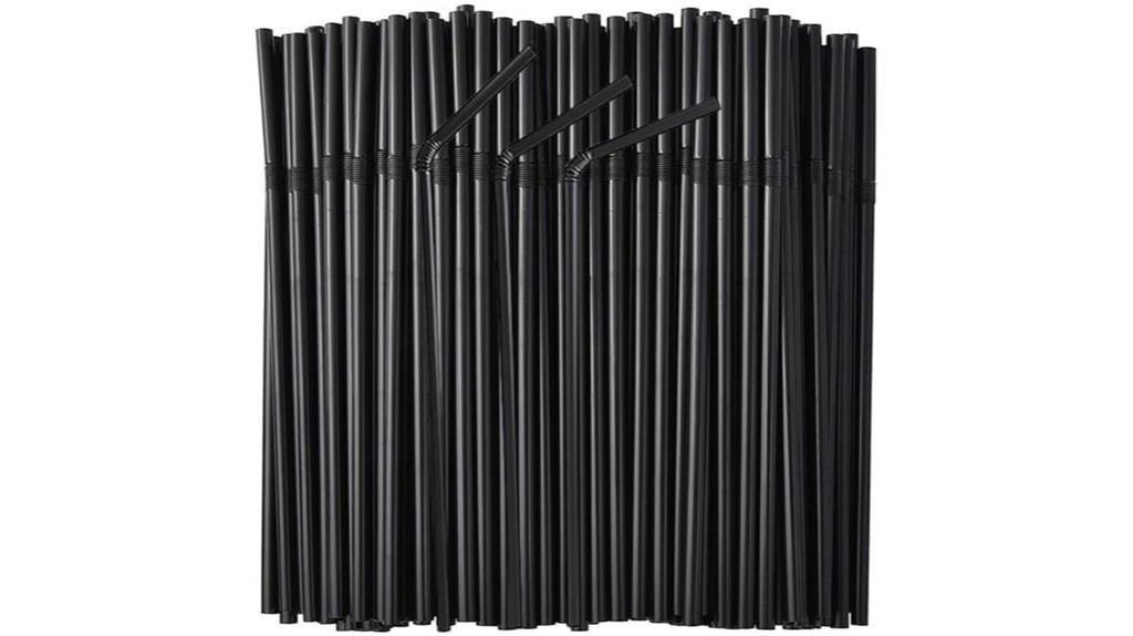 flexible 6mm black straws