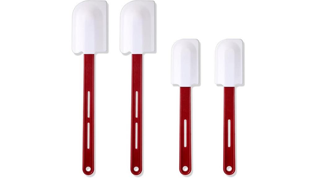 four high temperature silicone spatulas