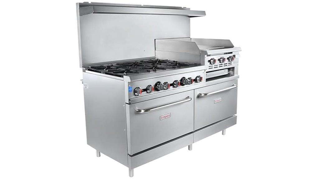 freestanding gas range with dual ovens