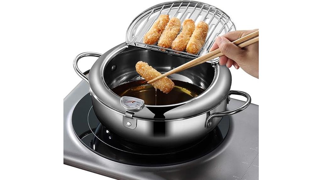 fryer with thermometer rack