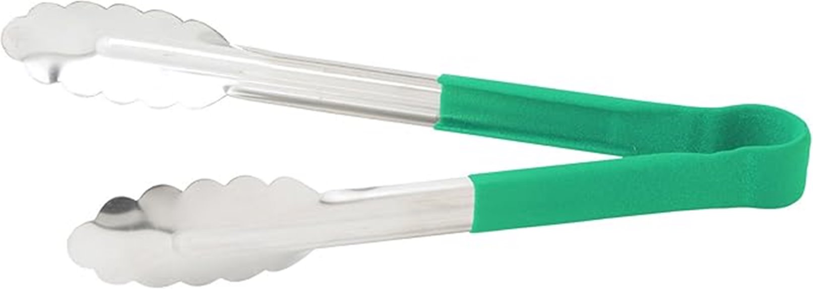 green stainless steel tongs
