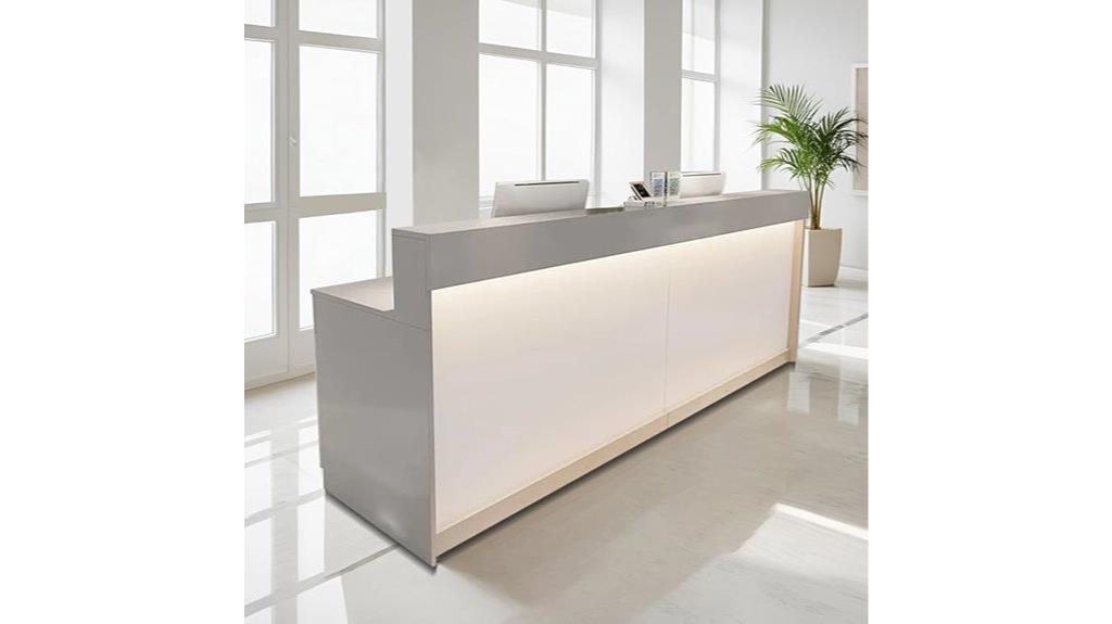 grey modern reception desk