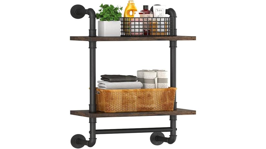 industrial pipe bathroom shelves
