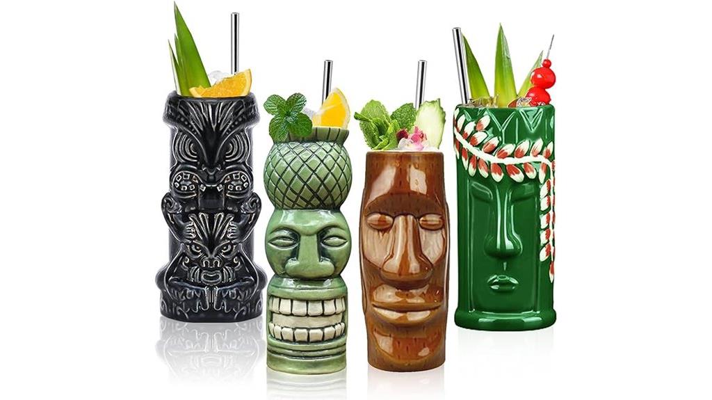 large ceramic tiki mugs