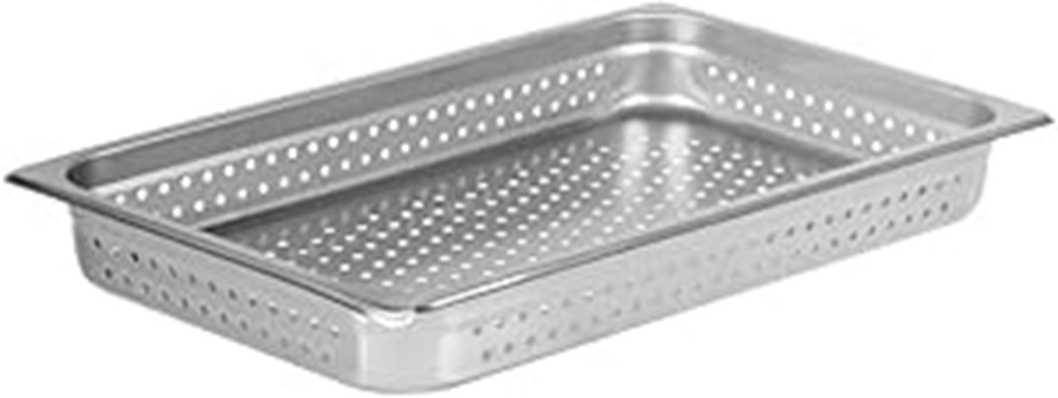 large perforated stainless steel pan