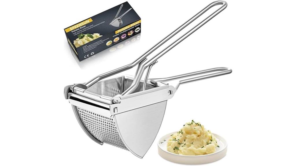 large stainless steel potato ricer