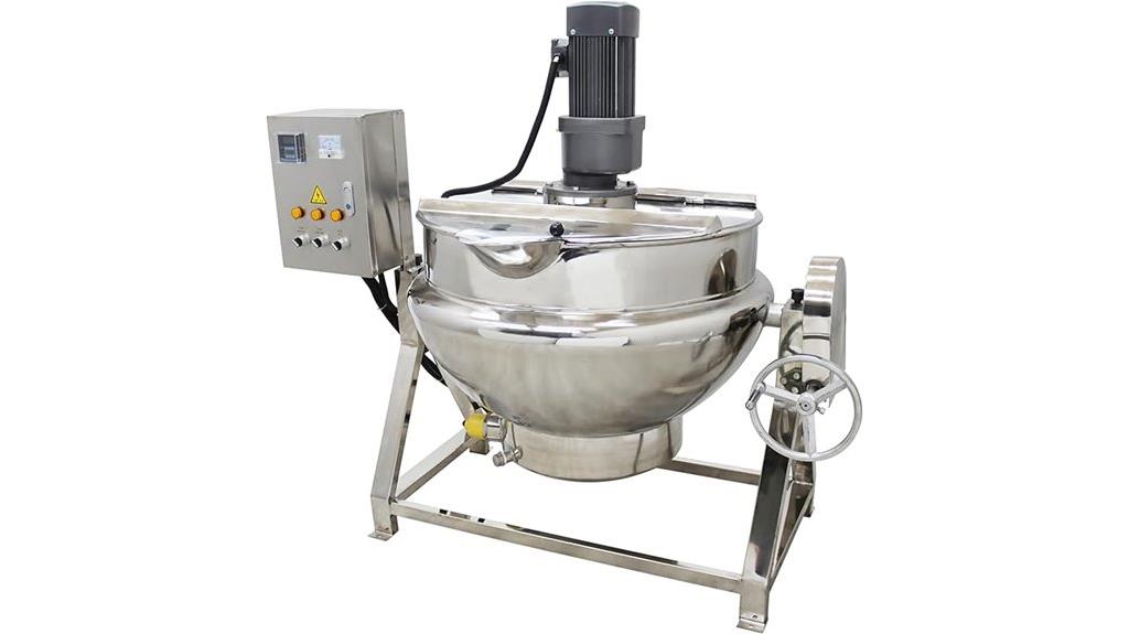 large stainless steel tilting kettle