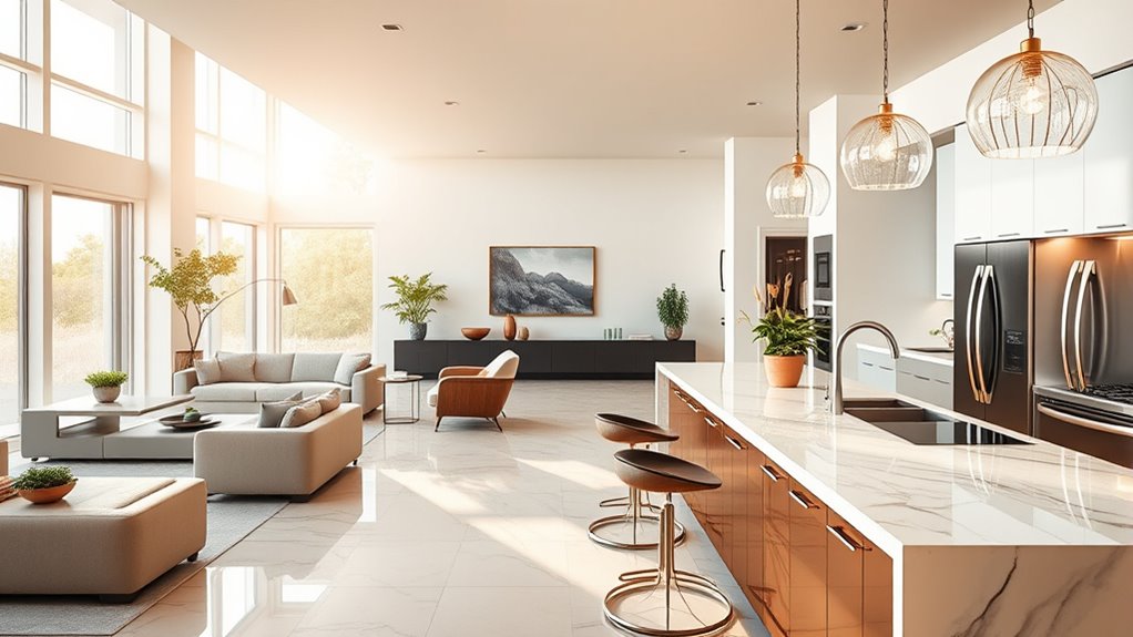 open kitchen for lively entertaining