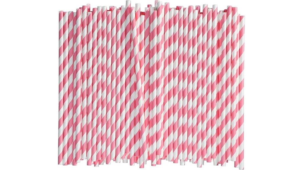 pink white striped straws