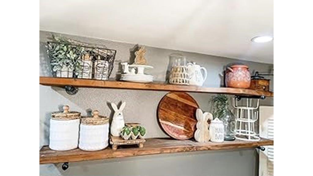 rustic industrial wide shelves