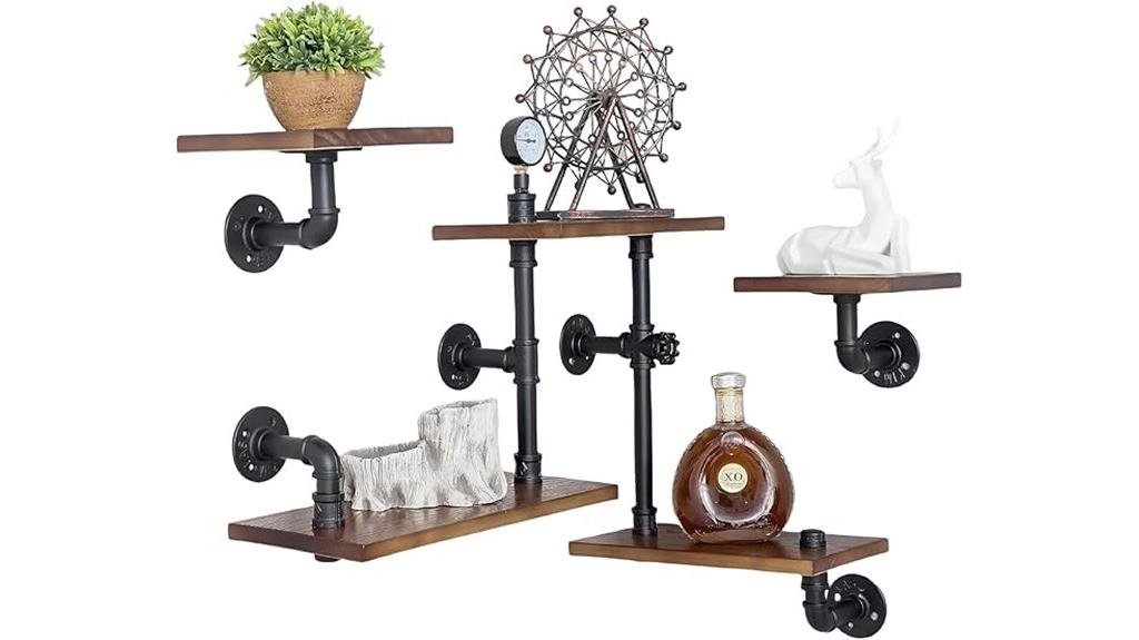 rustic modern pipe shelves