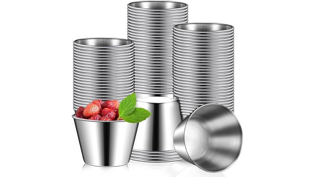 set of 100 stainless steel ramekins