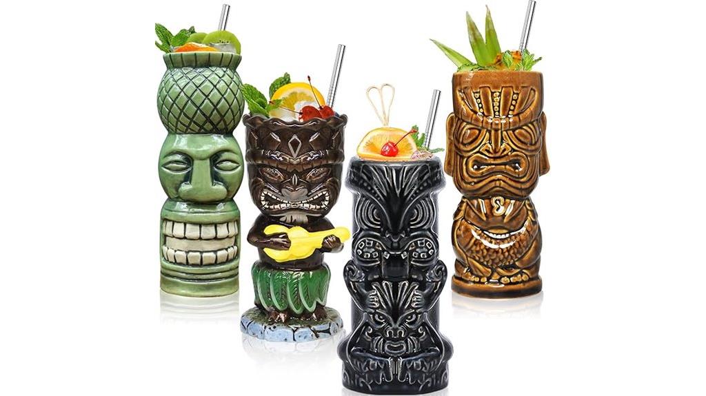 set of 4 tiki glasses