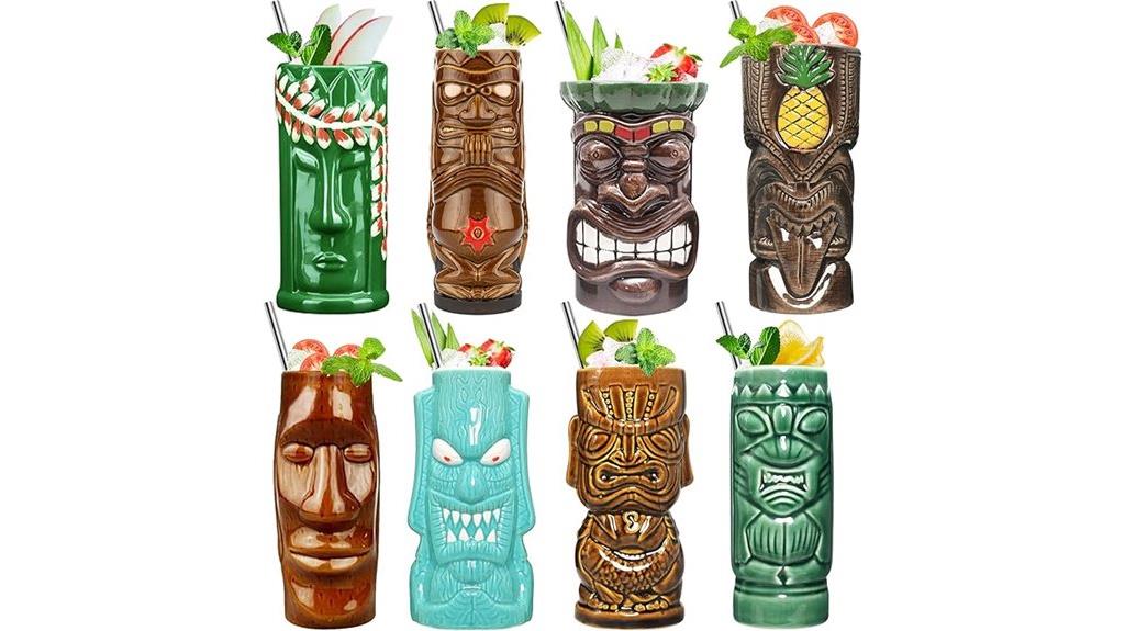 set of 8 tiki mugs