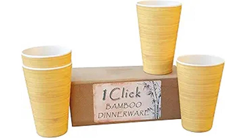 set of four bamboo cups