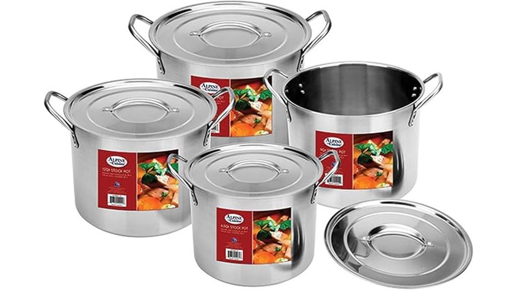 set of four stainless steel pots