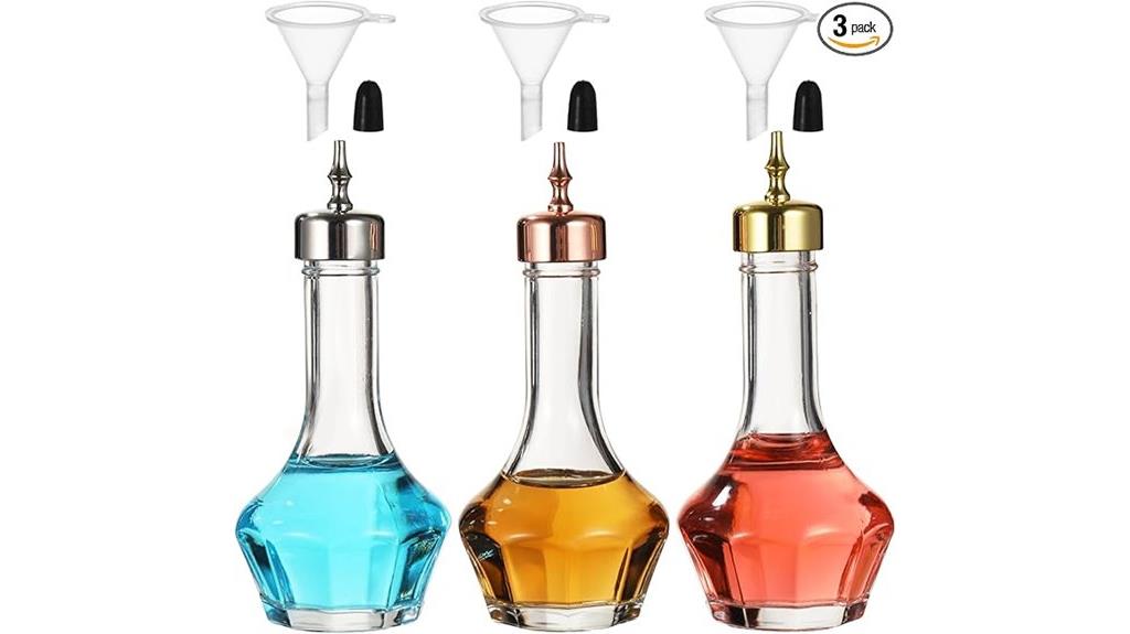 set of three bitters bottles