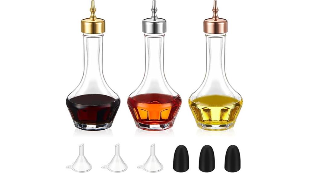 set of three bitters bottles
