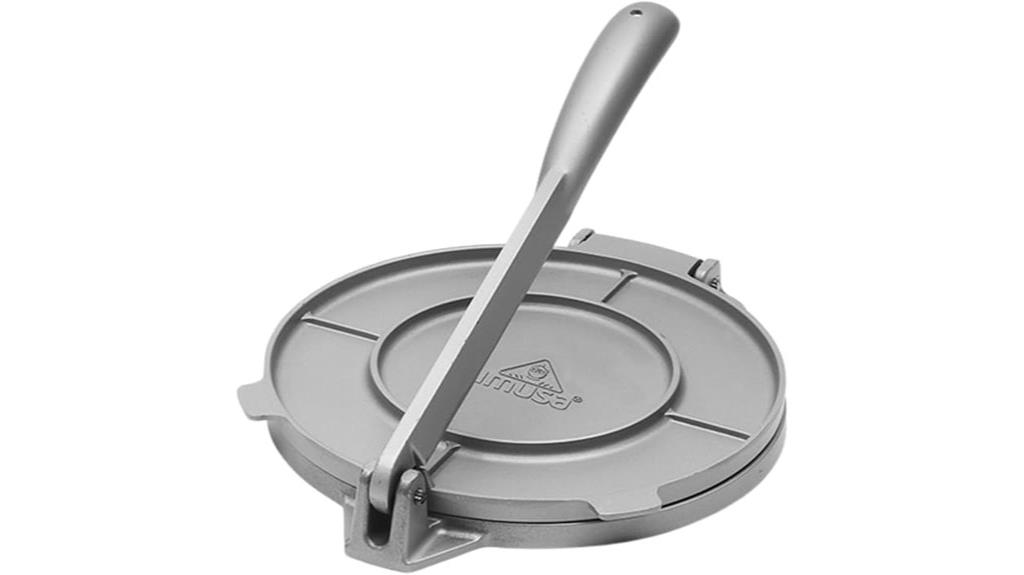 silver 8 inch tortilla press