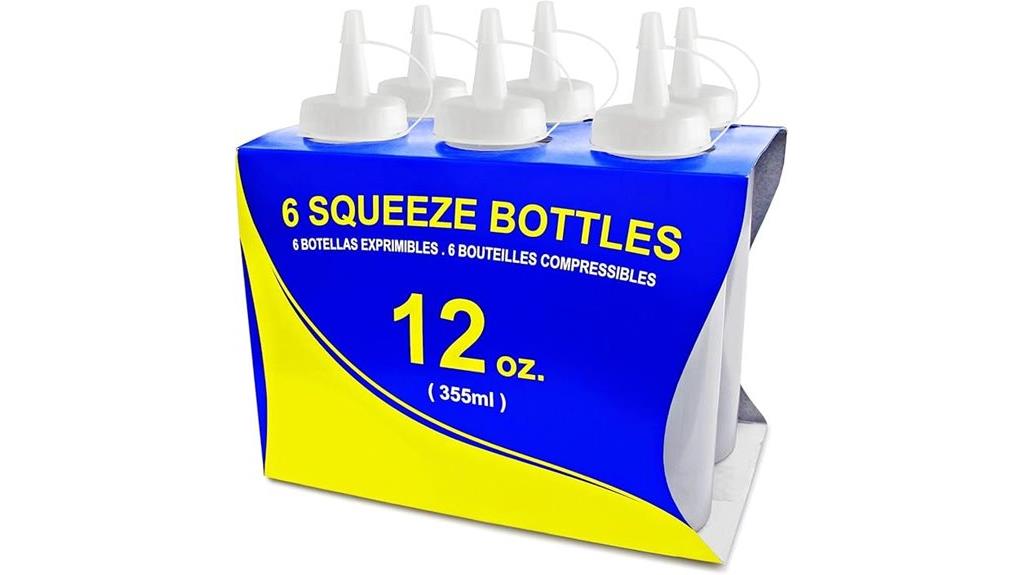 six 12 ounce squeeze bottles