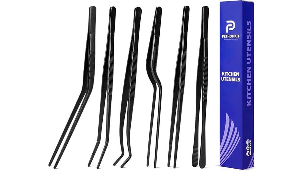 six piece kitchen tongs