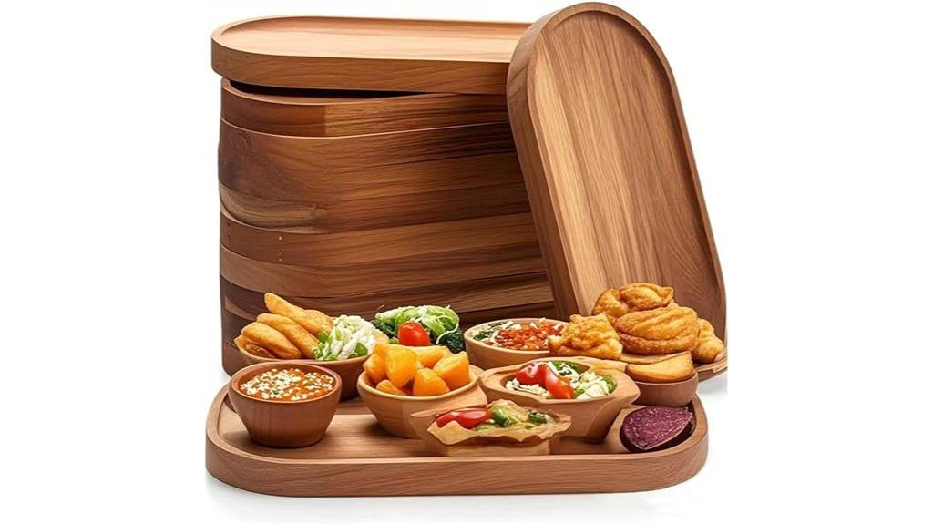 six piece wooden serving set