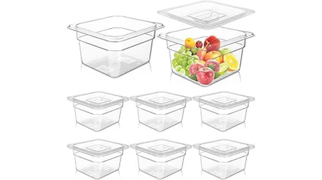 sixteen lidded food pans