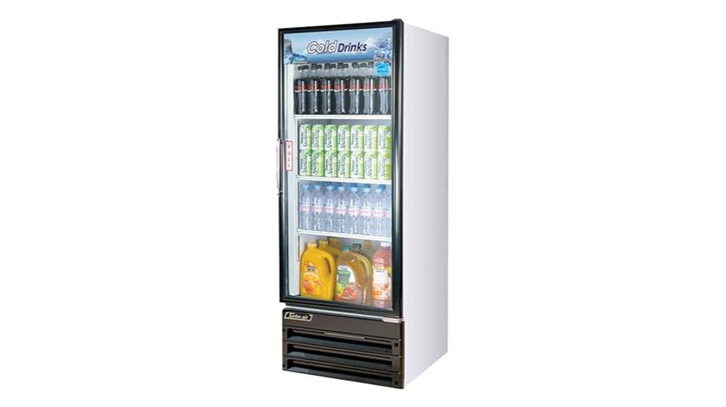small glass door refrigerator