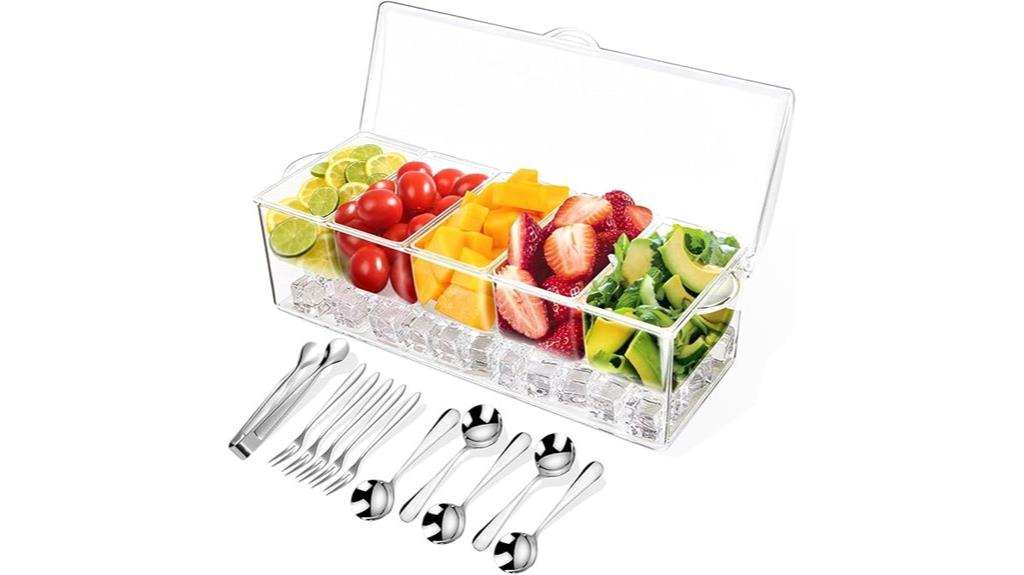 stainless condiment tray set