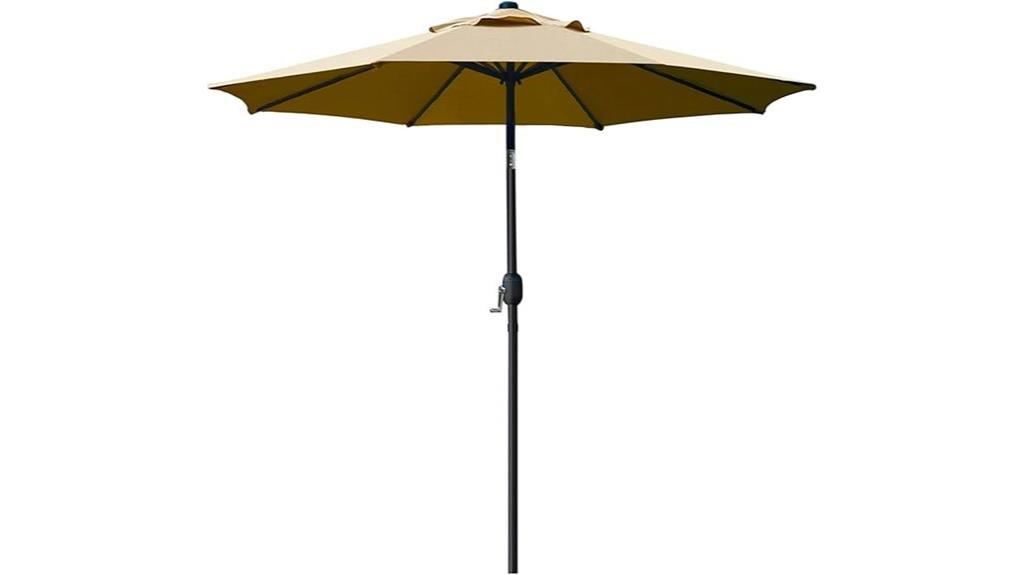 tan patio umbrella with ribs